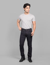 Dk Blue 5 Pocket Mid-Rise Slim Straight Fit Stretch Jeans