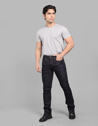 Dk Blue 5 Pocket Mid-Rise Slim Straight Fit Stretch Jeans