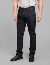 Dk Blue 5 Pocket Mid-Rise Slim Straight Fit Stretch Jeans