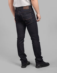 Dk Blue 5 Pocket Mid-Rise Slim Straight Fit Stretch Jeans