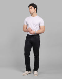 Black 5 Pocket Mid-Rise Slim Straight Fit Stretch Jeans