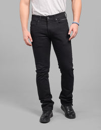 Black 5 Pocket Mid-Rise Slim Straight Fit Stretch Jeans