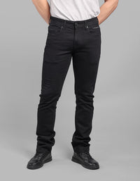 Black 5 Pocket Mid-Rise Slim Straight Fit Stretch Jeans