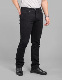Black 5 Pocket Mid-Rise Slim Straight Fit Stretch Jeans