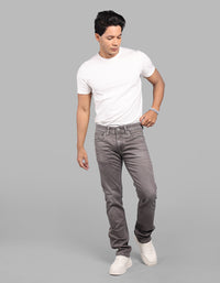 Med Brown Mid-Rise Slim Straight Fit Stretch Jeans