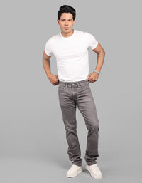 Med Brown Mid-Rise Slim Straight Fit Stretch Jeans