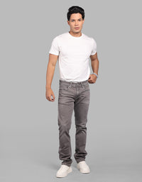 Med Brown Mid-Rise Slim Straight Fit Stretch Jeans