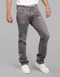Med Brown Mid-Rise Slim Straight Fit Stretch Jeans