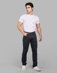 Charcoal Grey Mid-Rise Slim Straight Fit Stretch Jeans