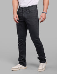 Charcoal Grey Mid-Rise Slim Straight Fit Stretch Jeans