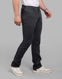 Charcoal Grey Mid-Rise Slim Straight Fit Stretch Jeans