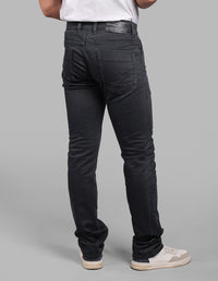 Charcoal Grey Mid-Rise Slim Straight Fit Stretch Jeans