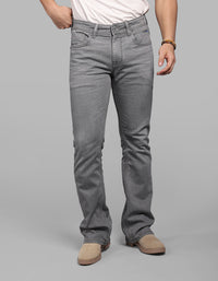 Light Grey Mid Rise Loose Boot Leg Stretch Jeans