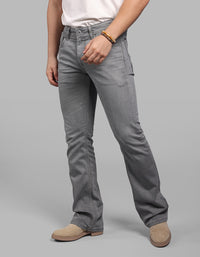 Light Grey Mid Rise Loose Boot Leg Stretch Jeans