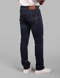 Dk Blue 5 Pocket Mid-Rise Slim Straight Fit Stretch Jeans