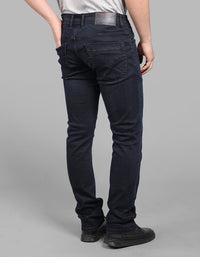 Dark Blue Mid-Rise Slim Straight Fit Stretch Jeans