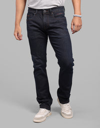 Dark Blue Mid-Rise Slim Straight Fit Stretch Jeans
