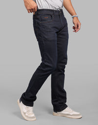 Dark Blue Mid-Rise Slim Straight Fit Stretch Jeans
