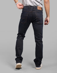 Dark Blue Mid-Rise Slim Straight Fit Stretch Jeans