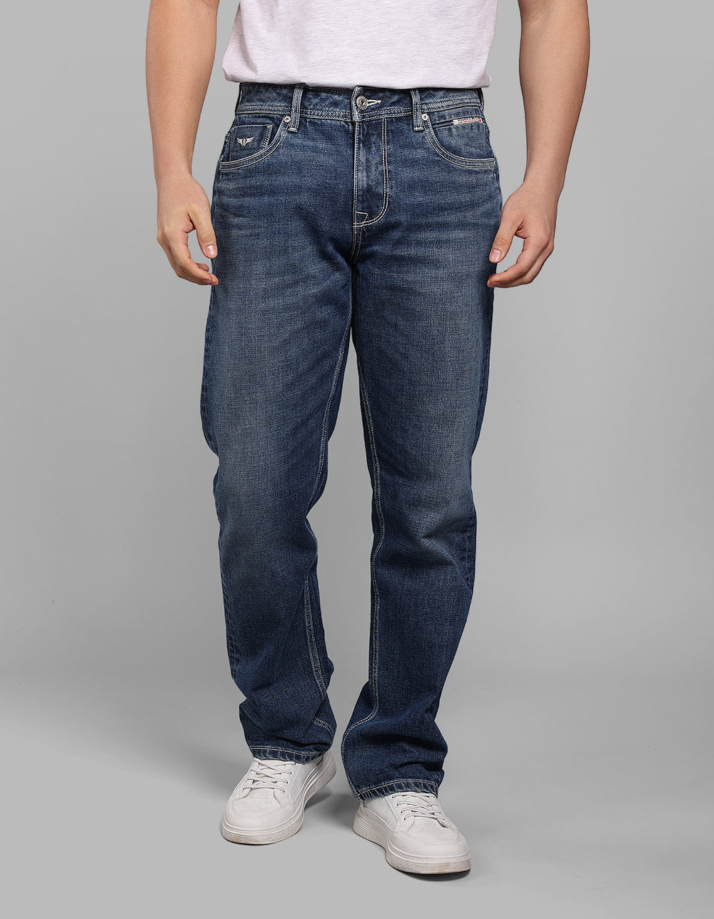 Charcoal 5 Pocket Midrise, Comfort And Straight Fit Stretch Jeans
