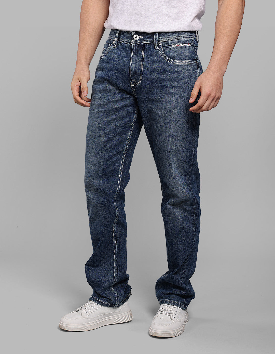 Charcoal 5 Pocket Midrise, Comfort And Straight Fit Stretch Jeans