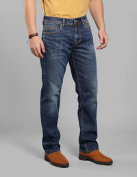 Dk Blue 5 Pocket Midrise, Comfort And Straight Crop Length Stretch Jeans