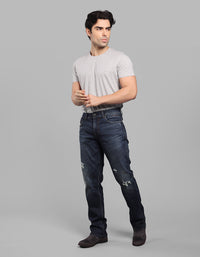 Dk Blue 5 Pocket Midrise, Comfort And Straight Fit Stretch Jeans