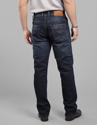 Dark Blue Midrise, Comfort And Straight Crop Length Stretch Jeans