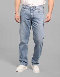 Light Blue Midrise, Comfort And Straight Crop Length Stretch Jeans