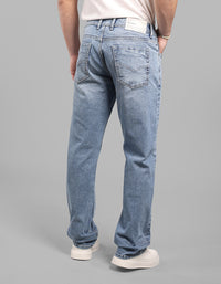 Lt Blue 5 Pocket Midrise, Comfort And Straight Fit Stretch Jeans