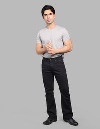 BLACK 5 Pocket Mid Rise Loose Boot Leg Stretch Jeans