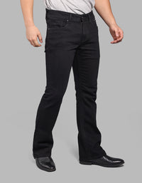 BLACK 5 Pocket Mid Rise Cropped length Loose Boot Leg Stretch Jeans