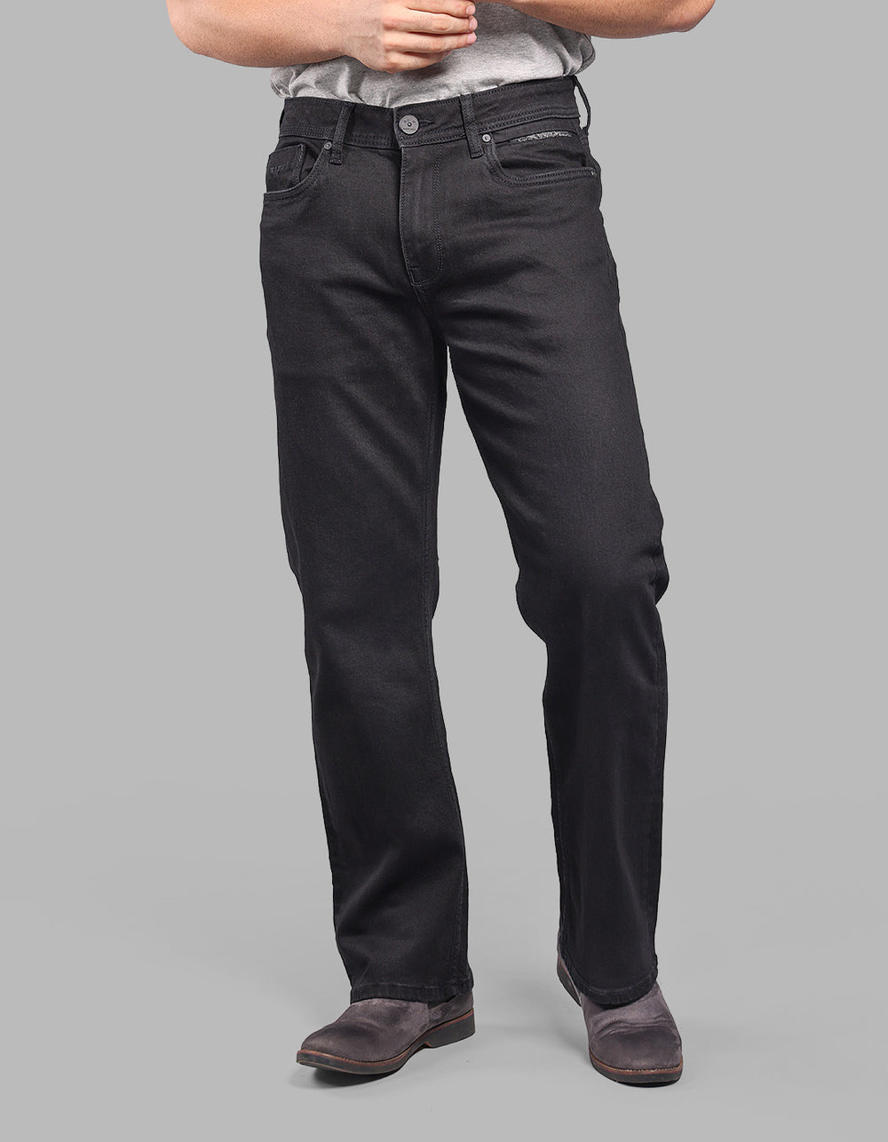 BLACK 5 Pocket Midrise Loose Fit Stretch Jeans
