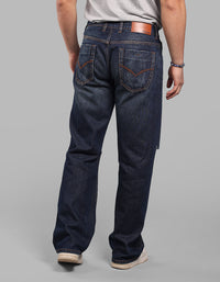 Dark Blue Midrise Loose Fit Stretch Jeans