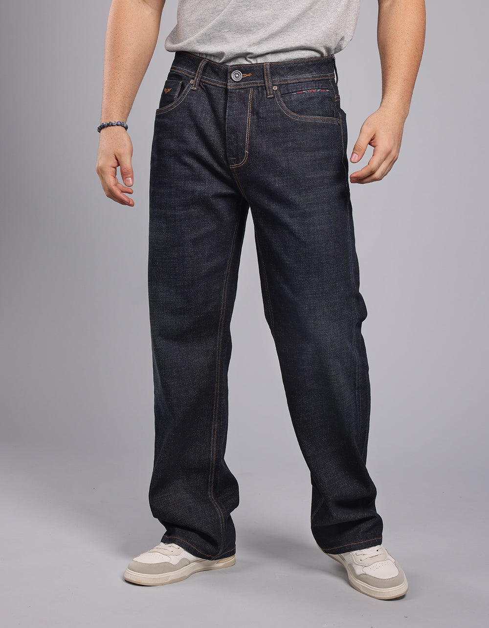 DK BLUE 5 Pocket Midrise Loose Fit Stretch Jeans
