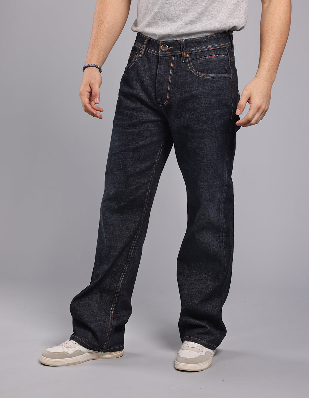 DK BLUE 5 Pocket Midrise Loose Fit Stretch Jeans