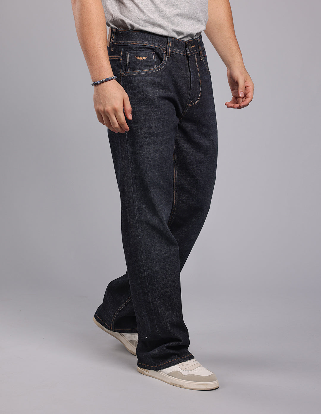 DK BLUE 5 Pocket Midrise Loose Fit Stretch Jeans