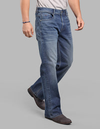 MED BLUE 5 Pocket Midrise Loose Fit Stretch Jeans