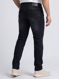 Charcoal Mid-Rise Slim Straight Fit Stretch Jeans