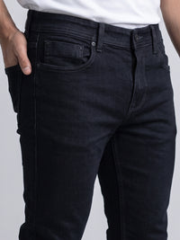 Charcoal Mid-Rise Slim Straight Fit Stretch Jeans