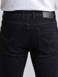 Charcoal Mid-Rise Slim Straight Fit Stretch Jeans