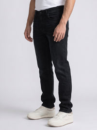Dark Blue Mid-Rise Slim Straight Fit Stretch Jeans