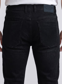 Dark Blue Mid-Rise Slim Straight Fit Stretch Jeans