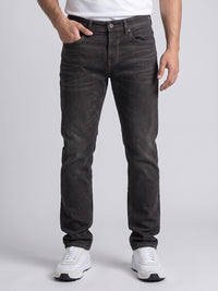 Brown Mid-Rise Slim Straight Fit Stretch Jeans
