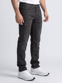 Brown Mid-Rise Slim Straight Fit Stretch Jeans