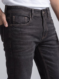 Brown Mid-Rise Slim Straight Fit Stretch Jeans