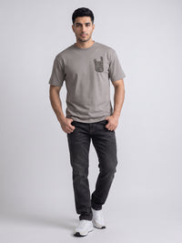 Brown Mid-Rise Slim Straight Fit Stretch Jeans