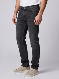 Grey Mid-Rise Slim Straight Fit Stretch Jeans