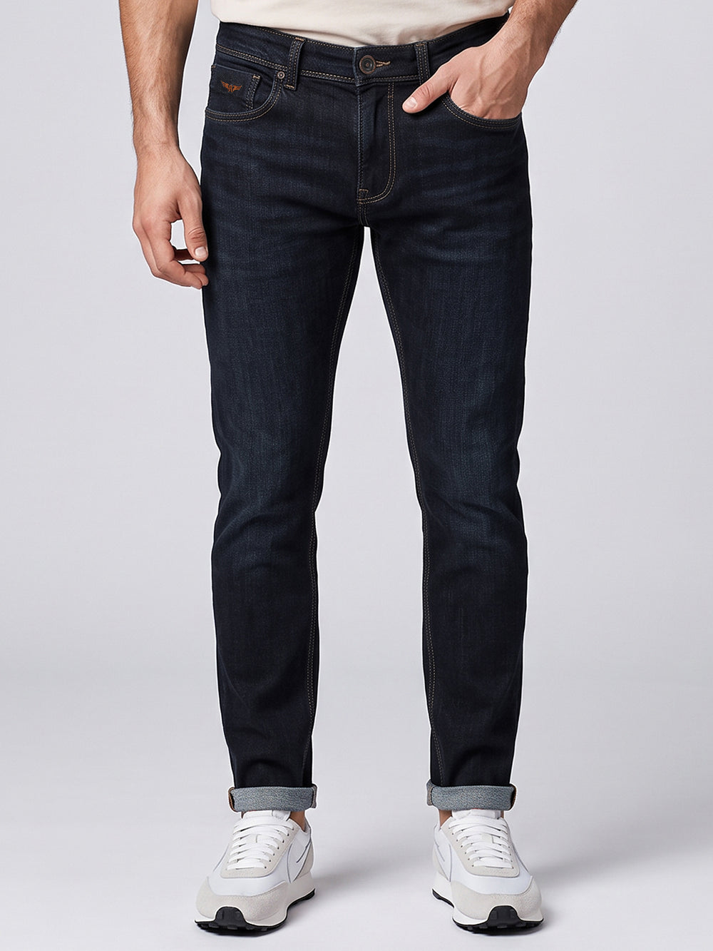 Dark Blue Low-Rise Ankle Length Stretch Jeans