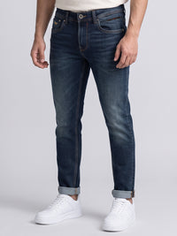 Med Blue Low-Rise Ankle Length Stretch Jeans
